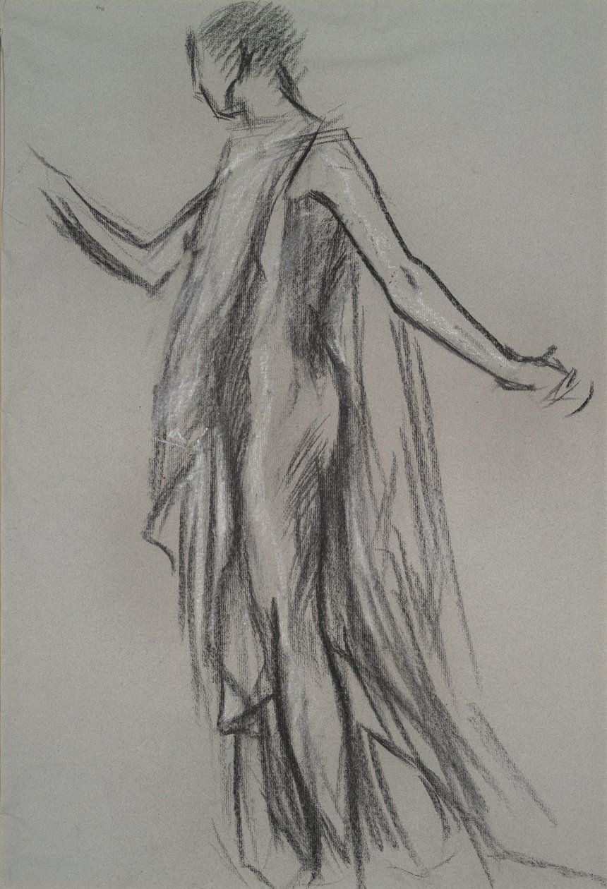 Tidlig figurstudie for av Edwin Austin Abbey