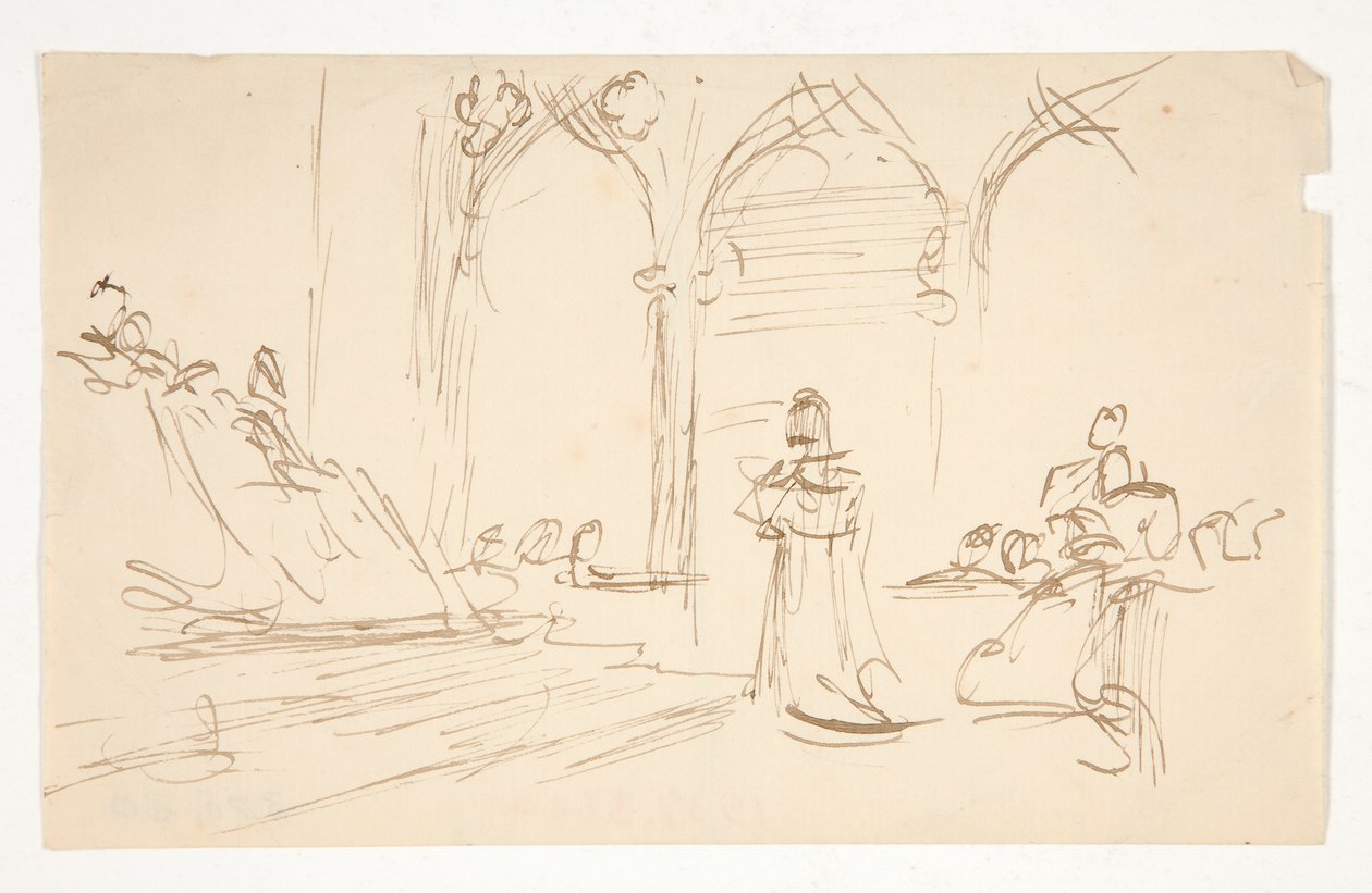 Tidlig studie for av Edwin Austin Abbey