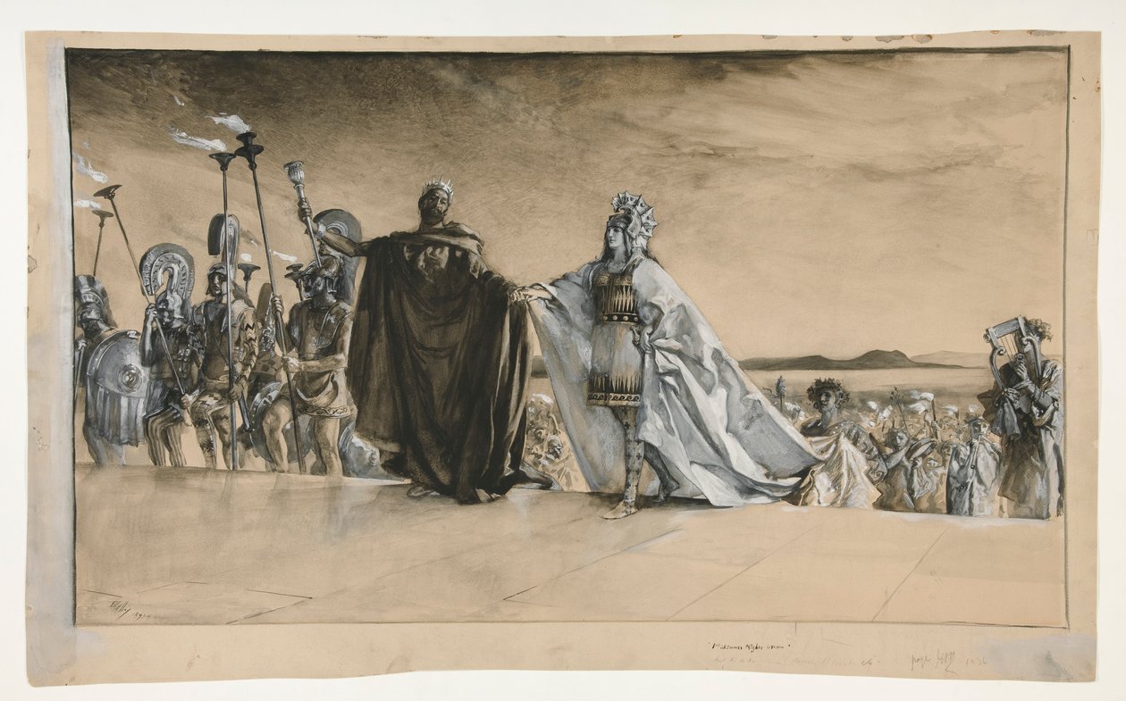 Gå inn i Thesevs, illustrasjon for 1. akt, scene i, midtsommernatt av Edwin Austin Abbey