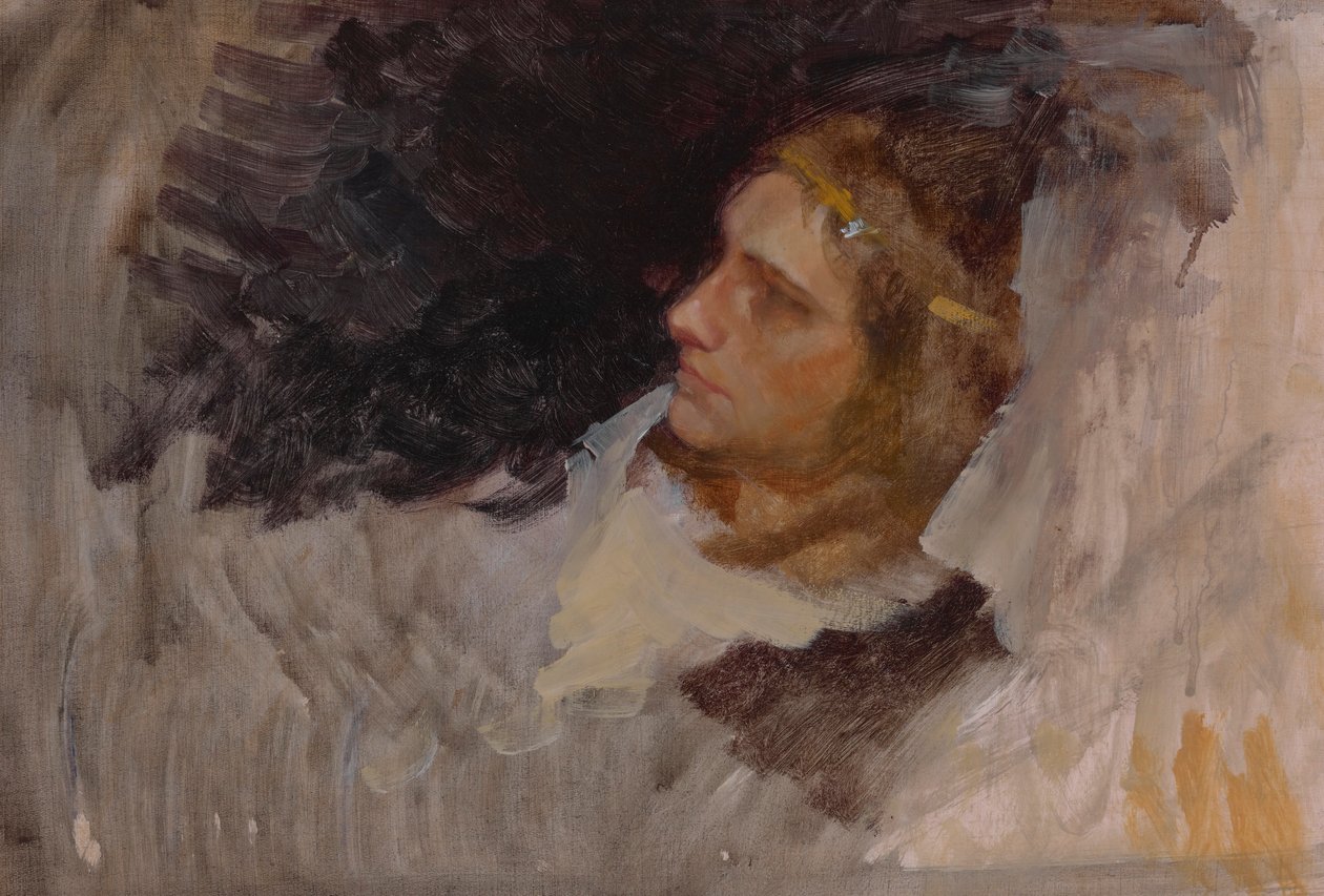 Figurstudie av Hamlet, for The Play Scene, Hamlet, Act III, Scene II av Edwin Austin Abbey