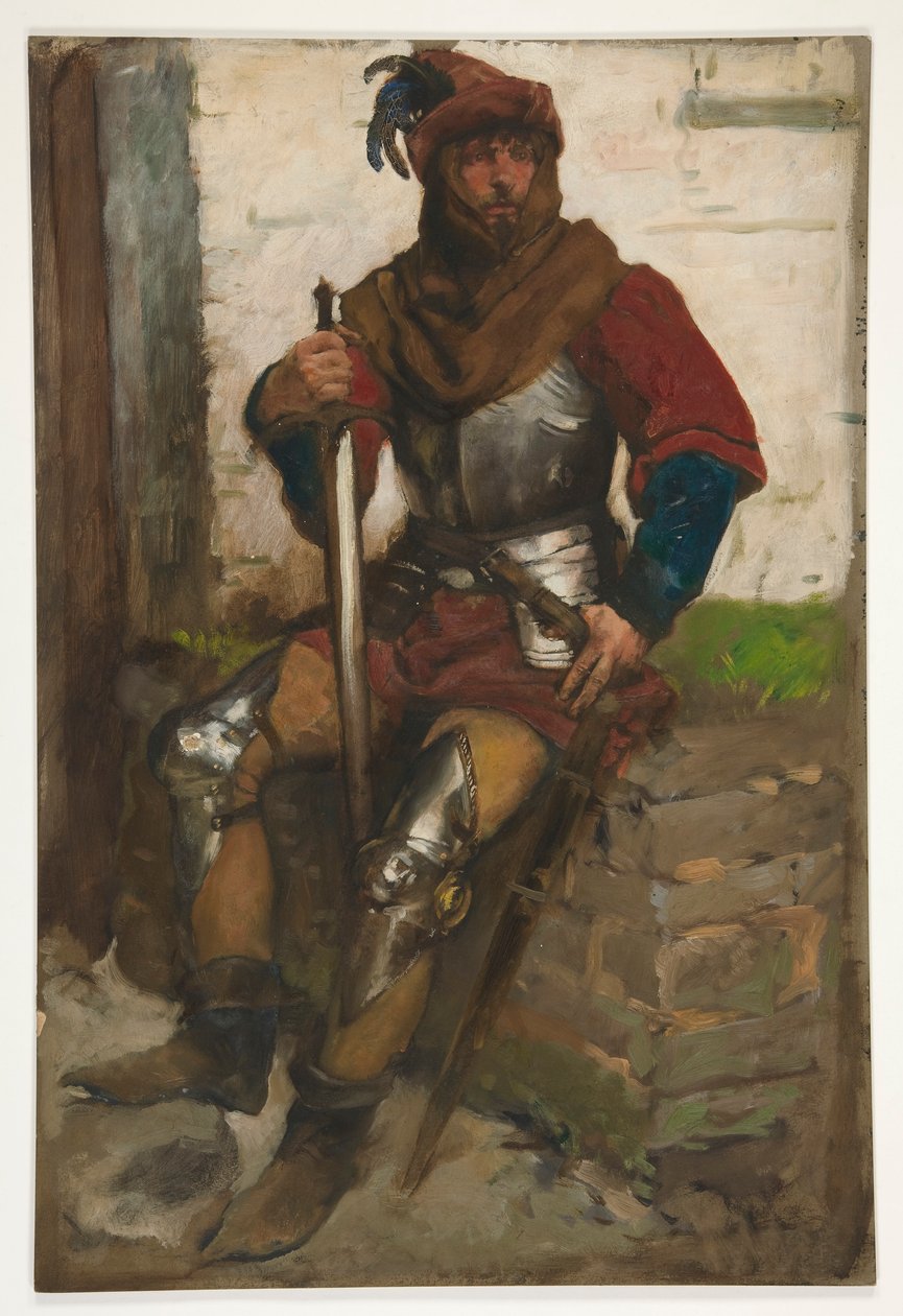 Figurstudie av en ridder av Edwin Austin Abbey
