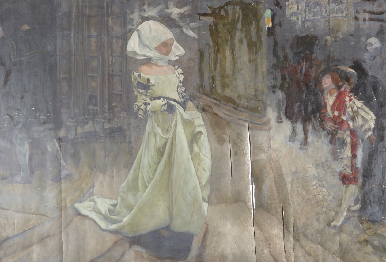 Figurstudie, muligens for Margaret og Faust av Edwin Austin Abbey