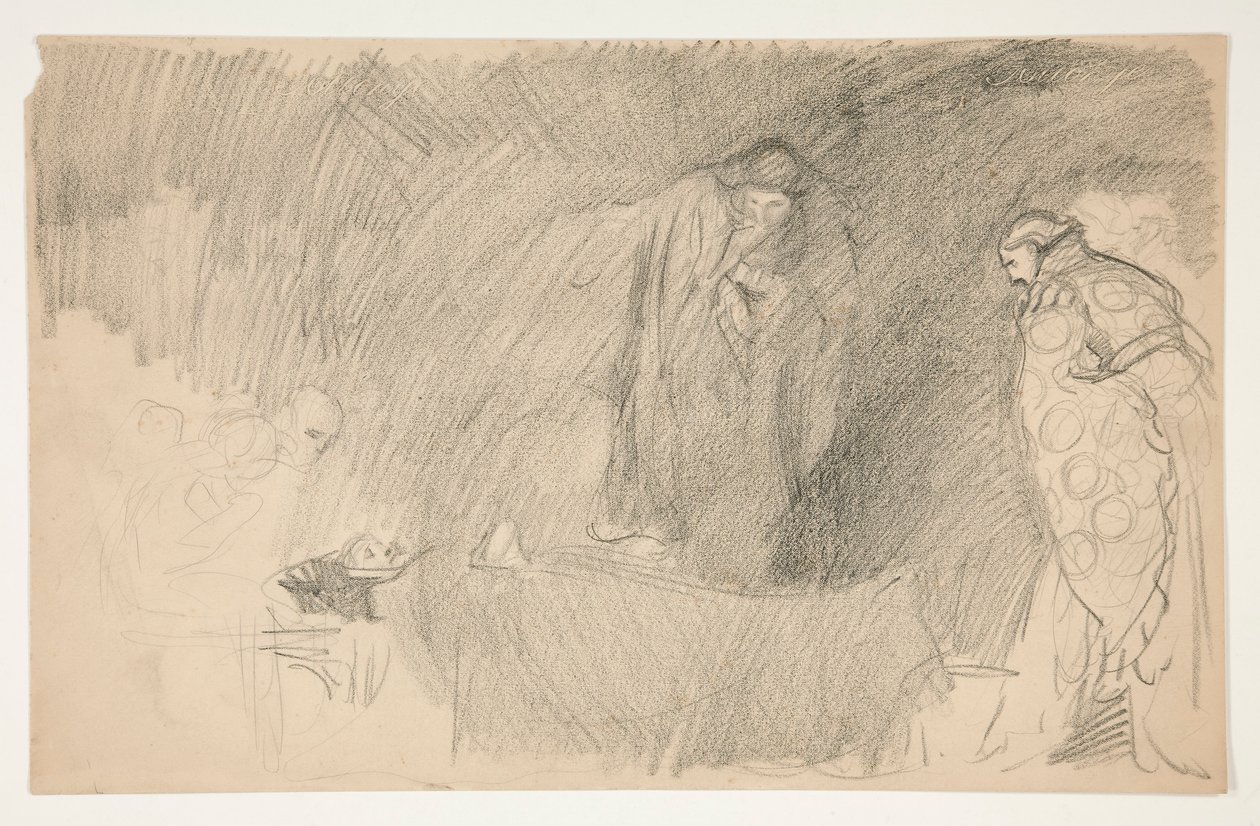 Figur i hvile, skisse for et uidentifisert Shakespeare-skuespill av Edwin Austin Abbey