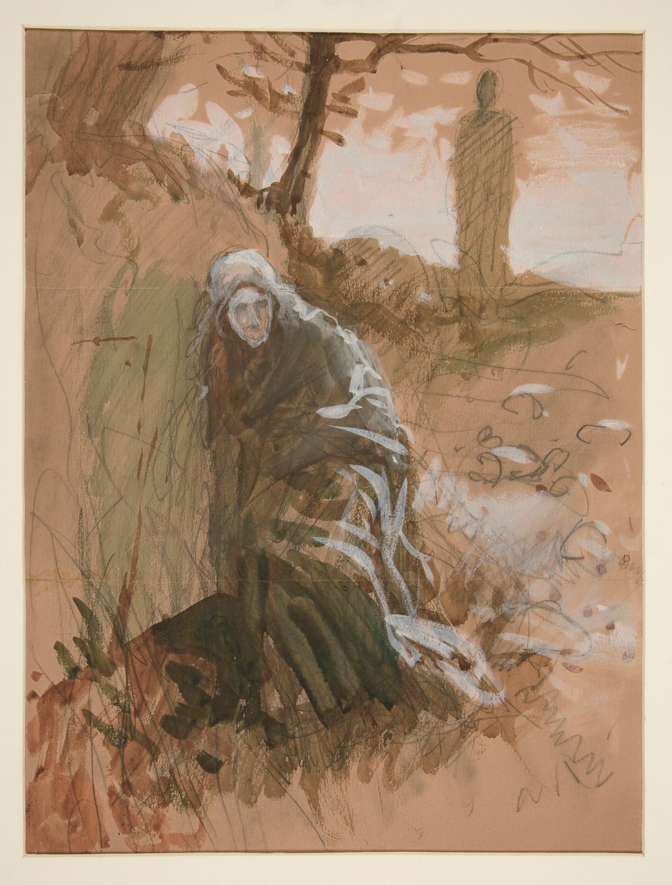 Figur i skog - uidentifisert illustrasjon av Edwin Austin Abbey
