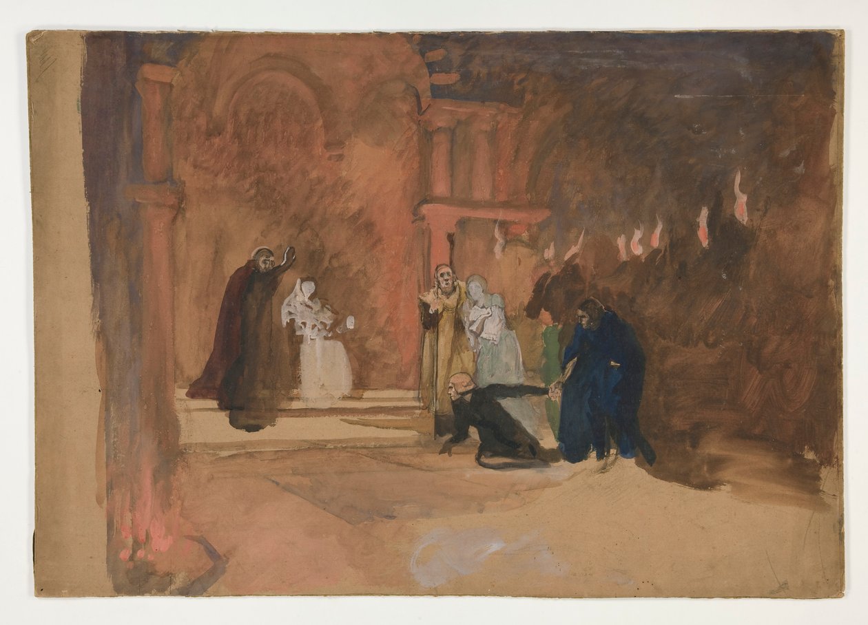 Figurscene. Hamlet? av Edwin Austin Abbey
