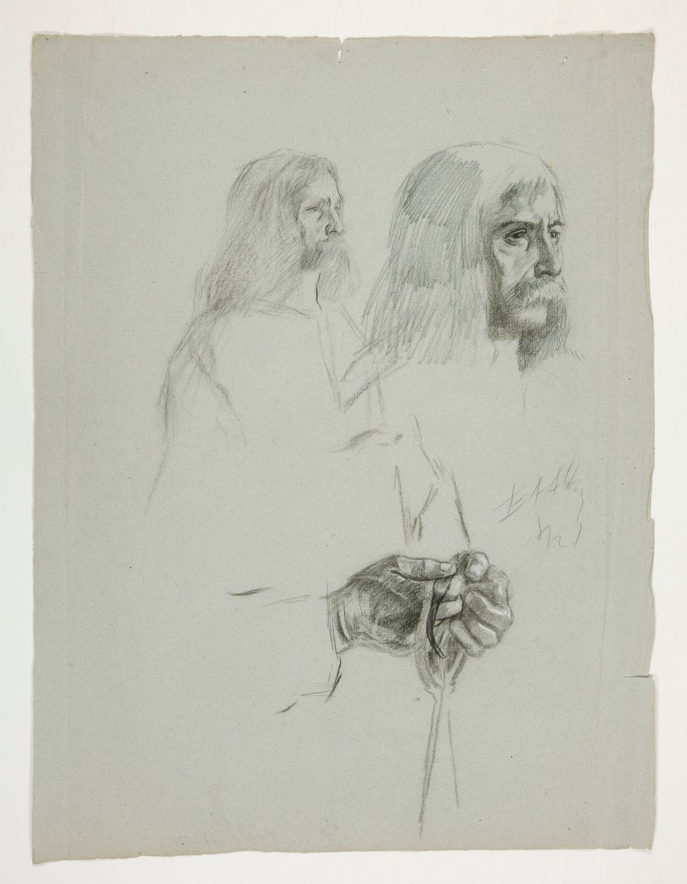 Figurstudier for et av veggmaleriene fra The Quest of the Holy Grail (en serie på femten malerier for Boston Public Library, fullført i 1901) av Edwin Austin Abbey