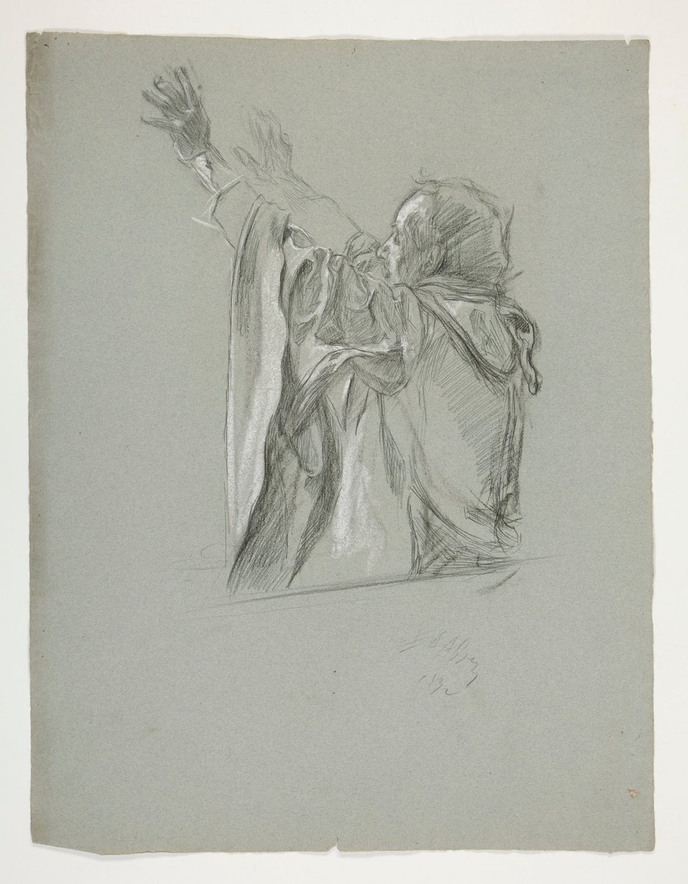 Figurstudie for kong Arthur av Edwin Austin Abbey