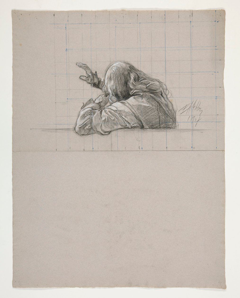 Figurstudie for kong Arthur av Edwin Austin Abbey