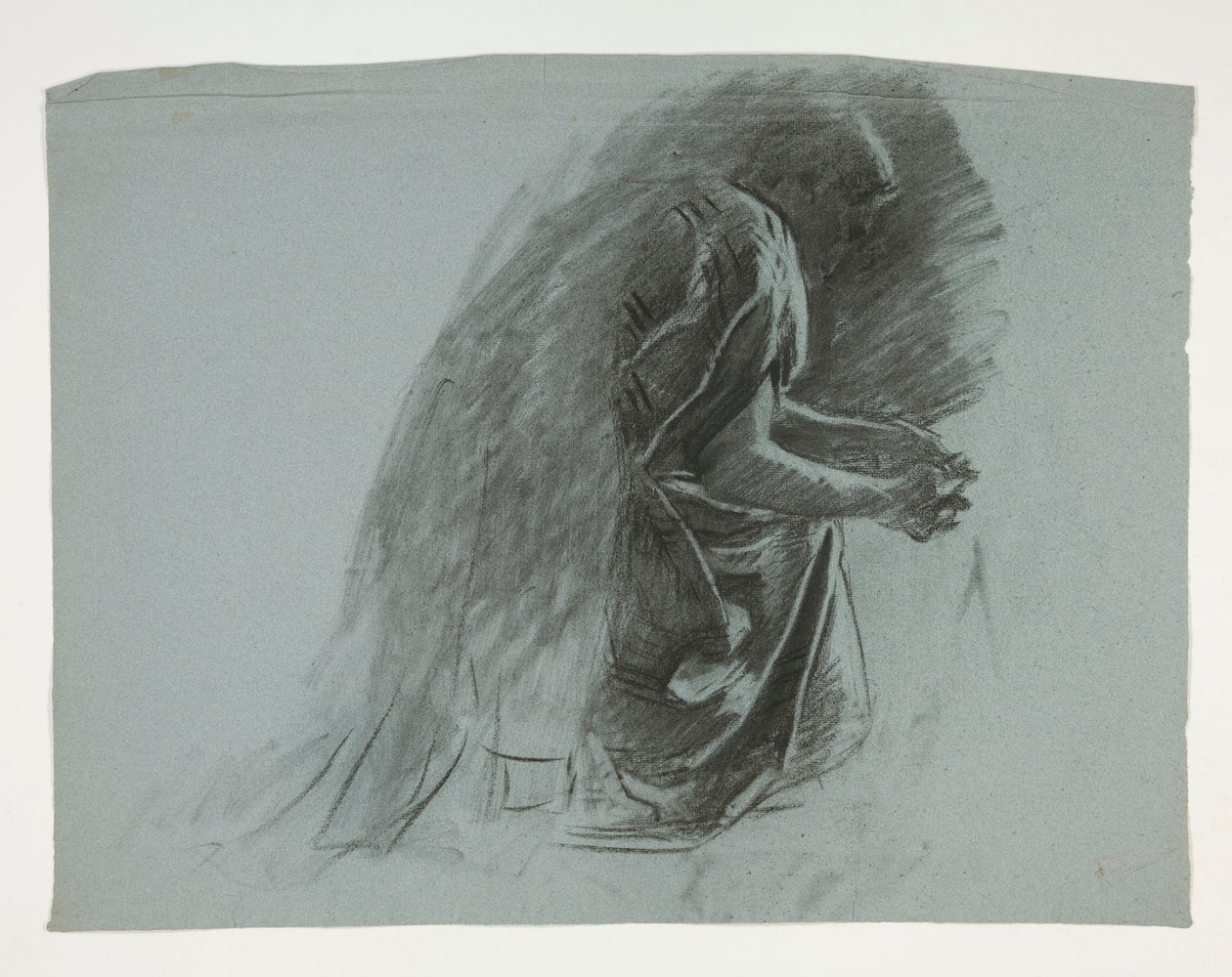 Figurstudie for Sir Lancelot og Sir Bors antrekk Galahad med sporene hans, fra The Quest of the Holy Grail (andre av en serie på femten malerier for Boston Public Library, fullført i 1901) av Edwin Austin Abbey