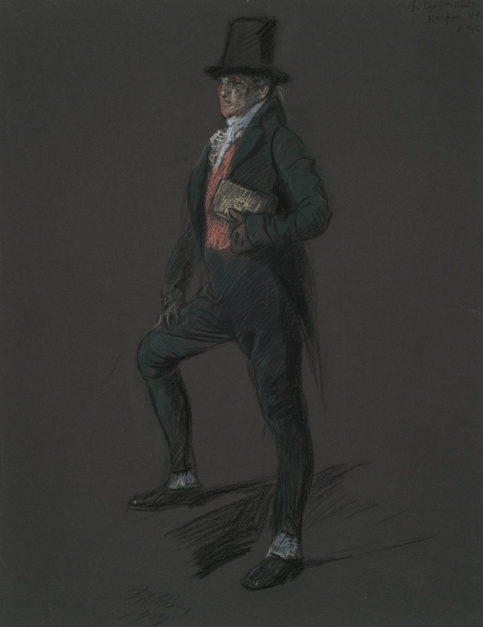 Figurstudie for figur av Dr. Casper Wistal i av Edwin Austin Abbey