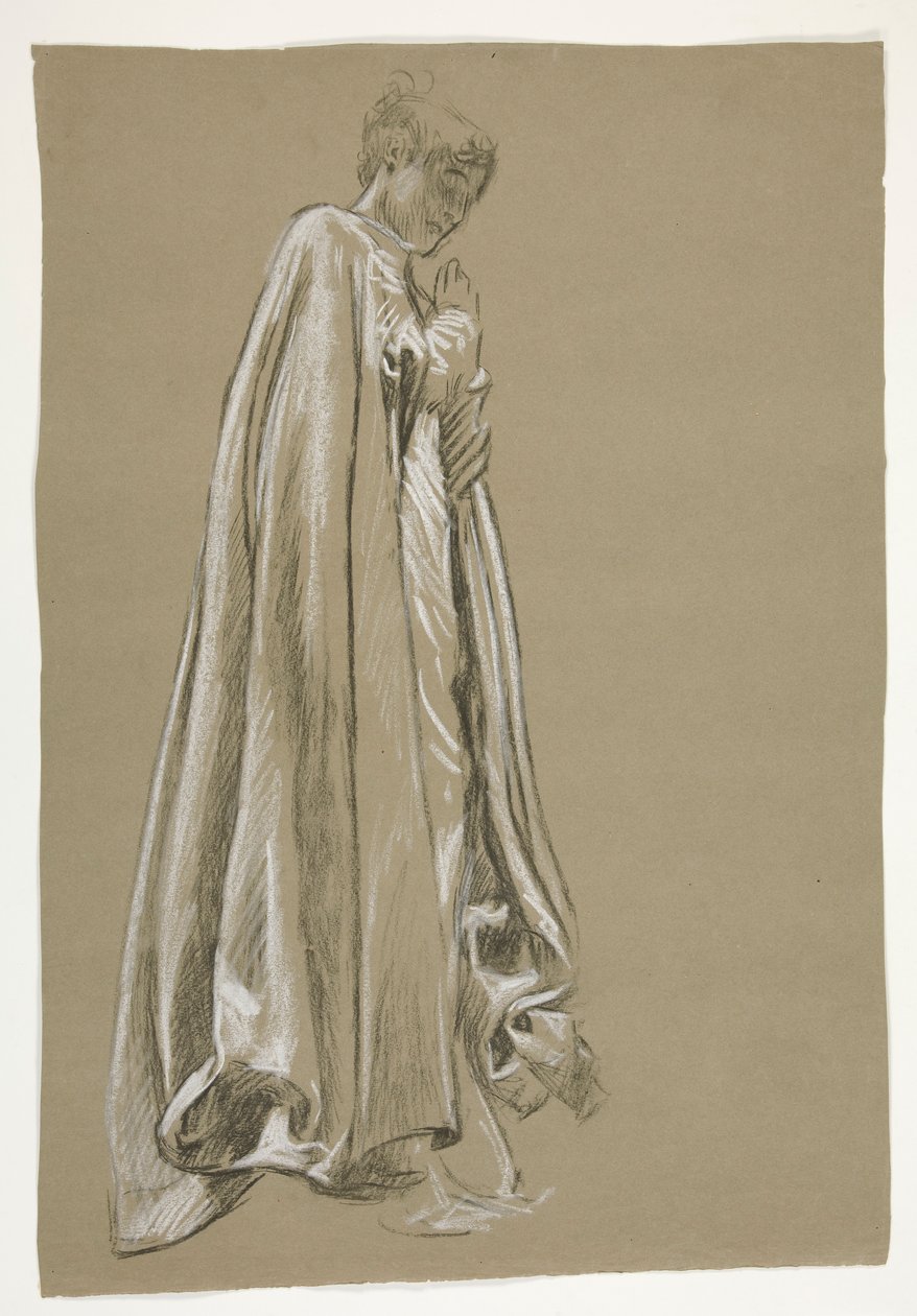 Figurstudie for Infancy of Galahad(?), fra The Quest of the Holy Grail (en serie på 15 malerier for Boston Public Library, fullført i 1901) av Edwin Austin Abbey