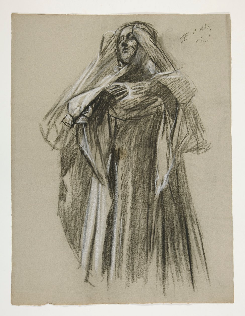 Figurstudie for Infant Galahad, fra The Quest of the Holy Grail (det første av en serie på femten veggmalerier for Boston Public Library, fullført i 1901) av Edwin Austin Abbey