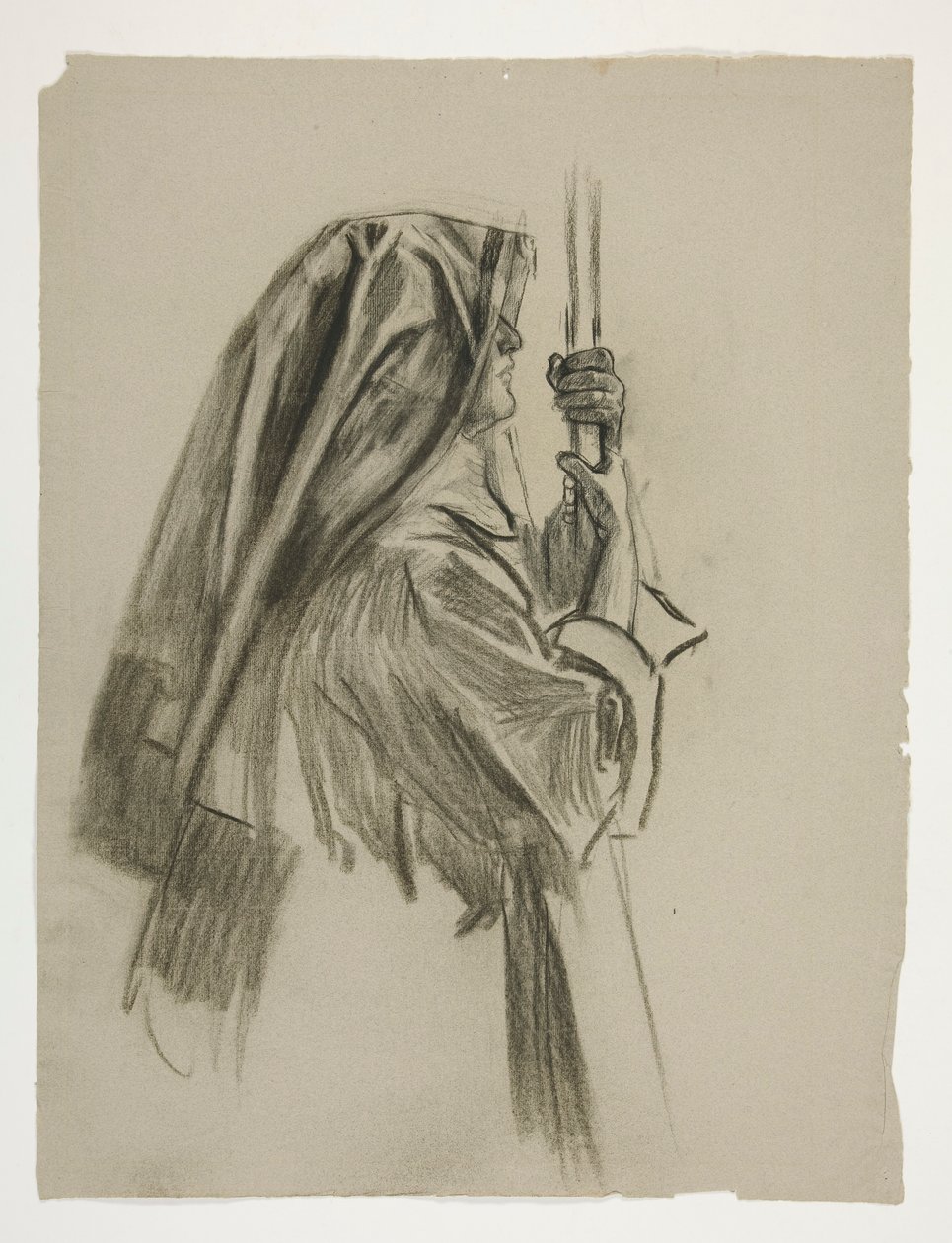 Figurstudie for Knighting of Sir Galahad, fra The Quest of the Holy Grail (en serie på 15 malerier for Boston Public Library, fullført i 1901) av Edwin Austin Abbey