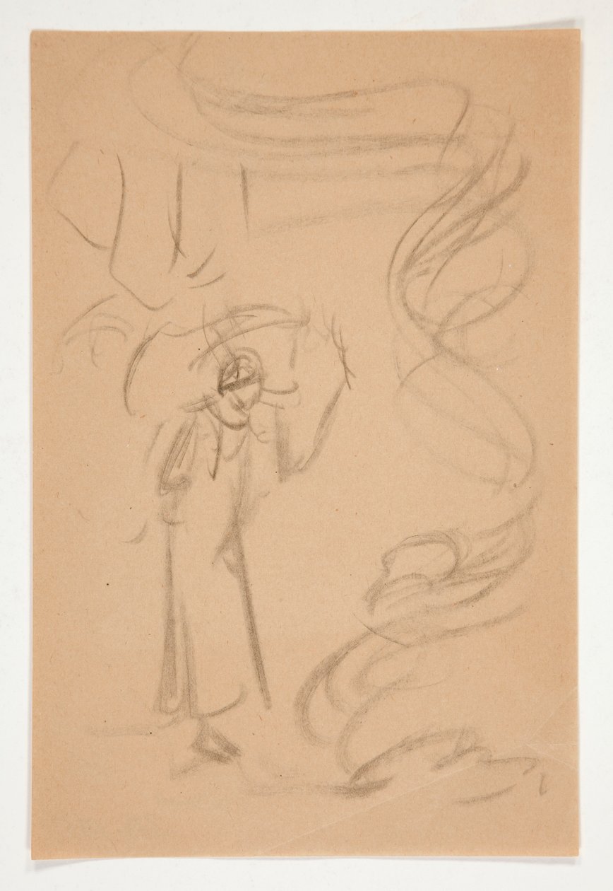 Figurstudie, muligens for Prospero i av Edwin Austin Abbey