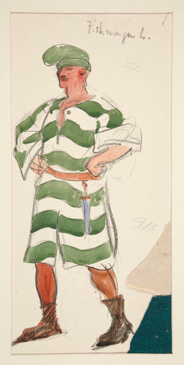 Fiskehandler, kostymeskisse for Henry Irving av Edwin Austin Abbey