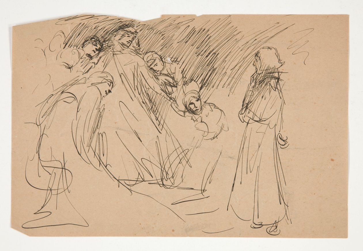 Galahad and the Captive Virtues, studie for The Quest of the Holy Grail (serie med femten malerier for Boston Public Library, fullført i 1901) av Edwin Austin Abbey