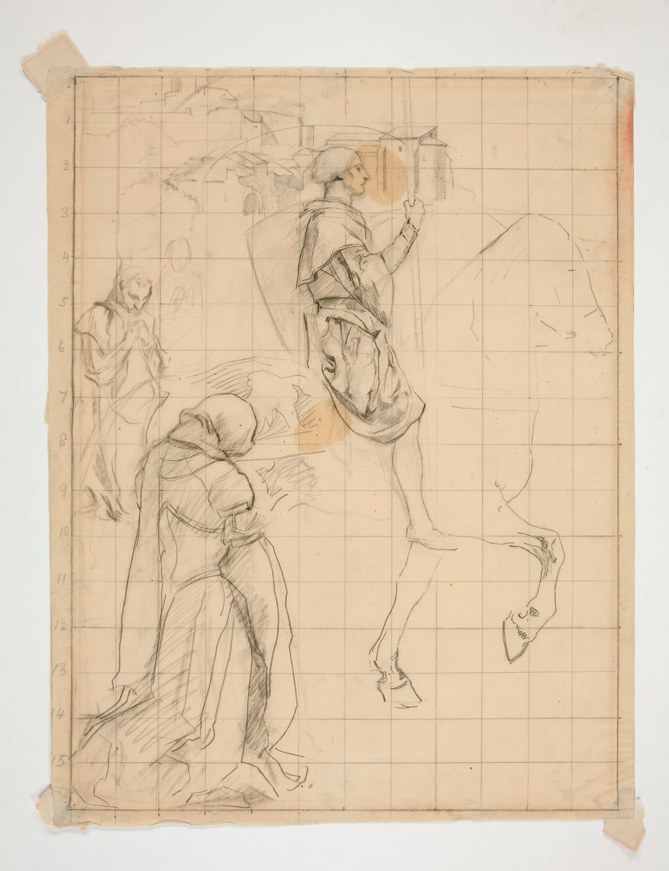 Galahad på hesteryggen: studere for av Edwin Austin Abbey