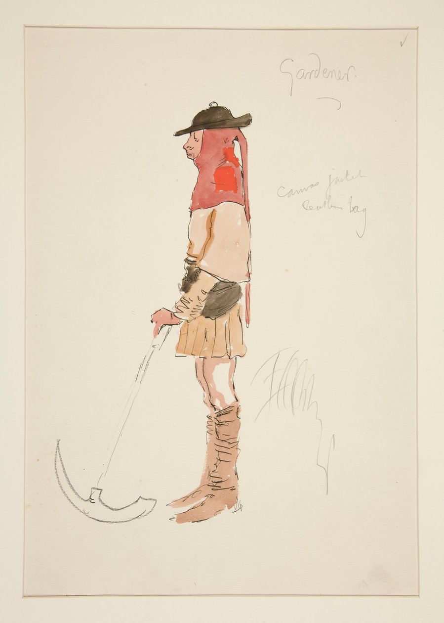 Gartner, kostymeskisse for Henry Irving av Edwin Austin Abbey