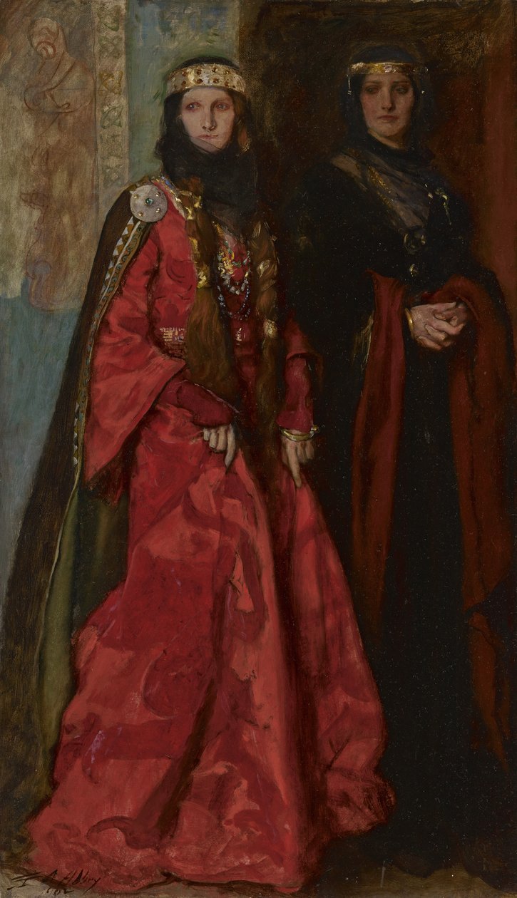 Goneril og Regan i King Lear Act I Scene I, 1902 av Edwin Austin Abbey