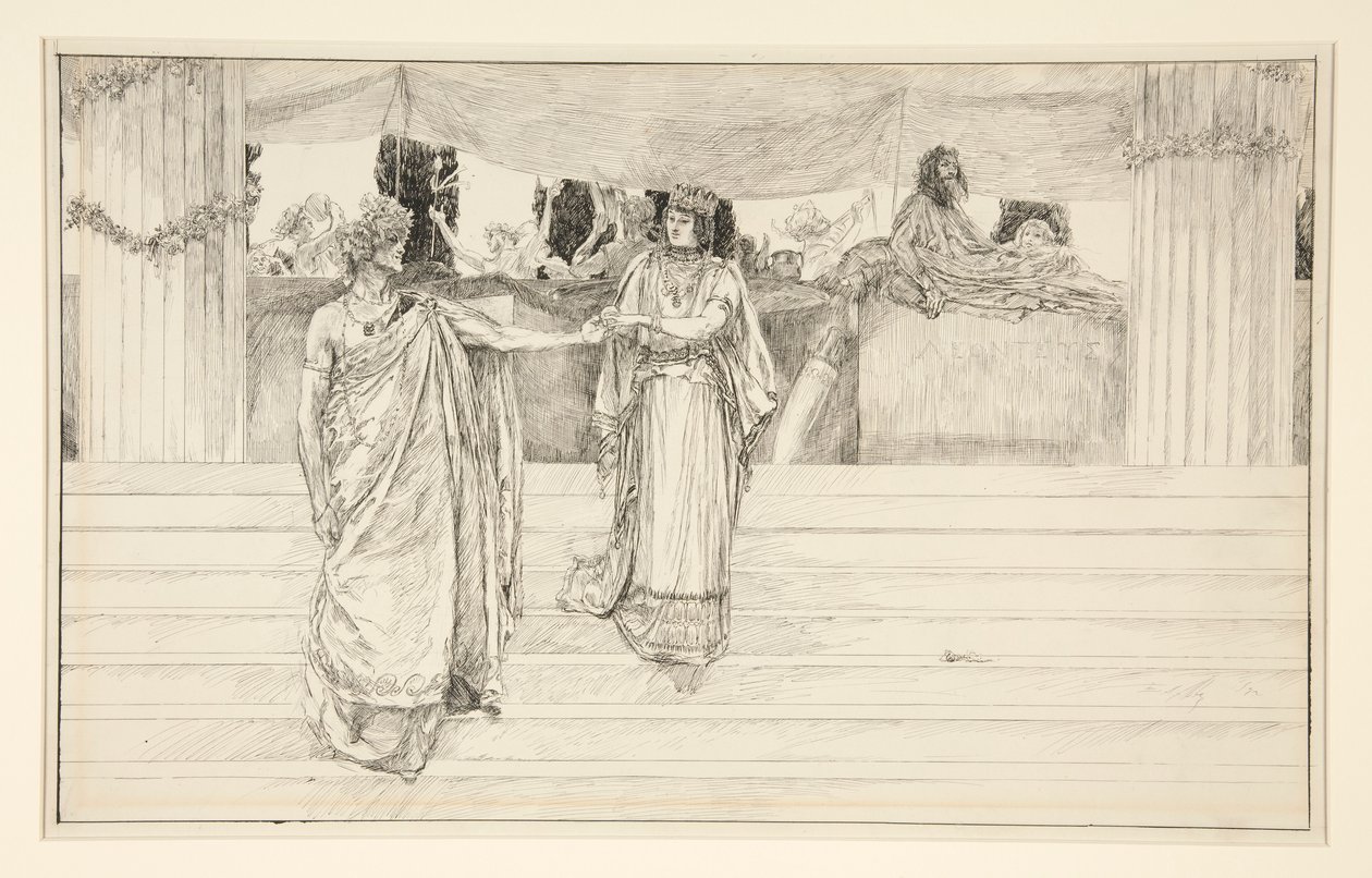 Hermine ber Polixenes - Act I, Scene II, The Winter av Edwin Austin Abbey
