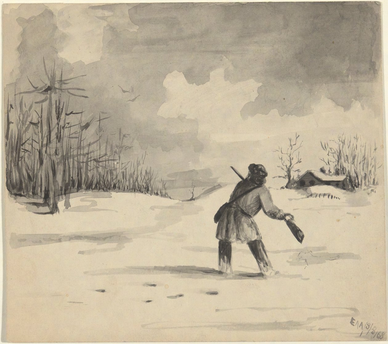 Jeger i snø av Edwin Austin Abbey