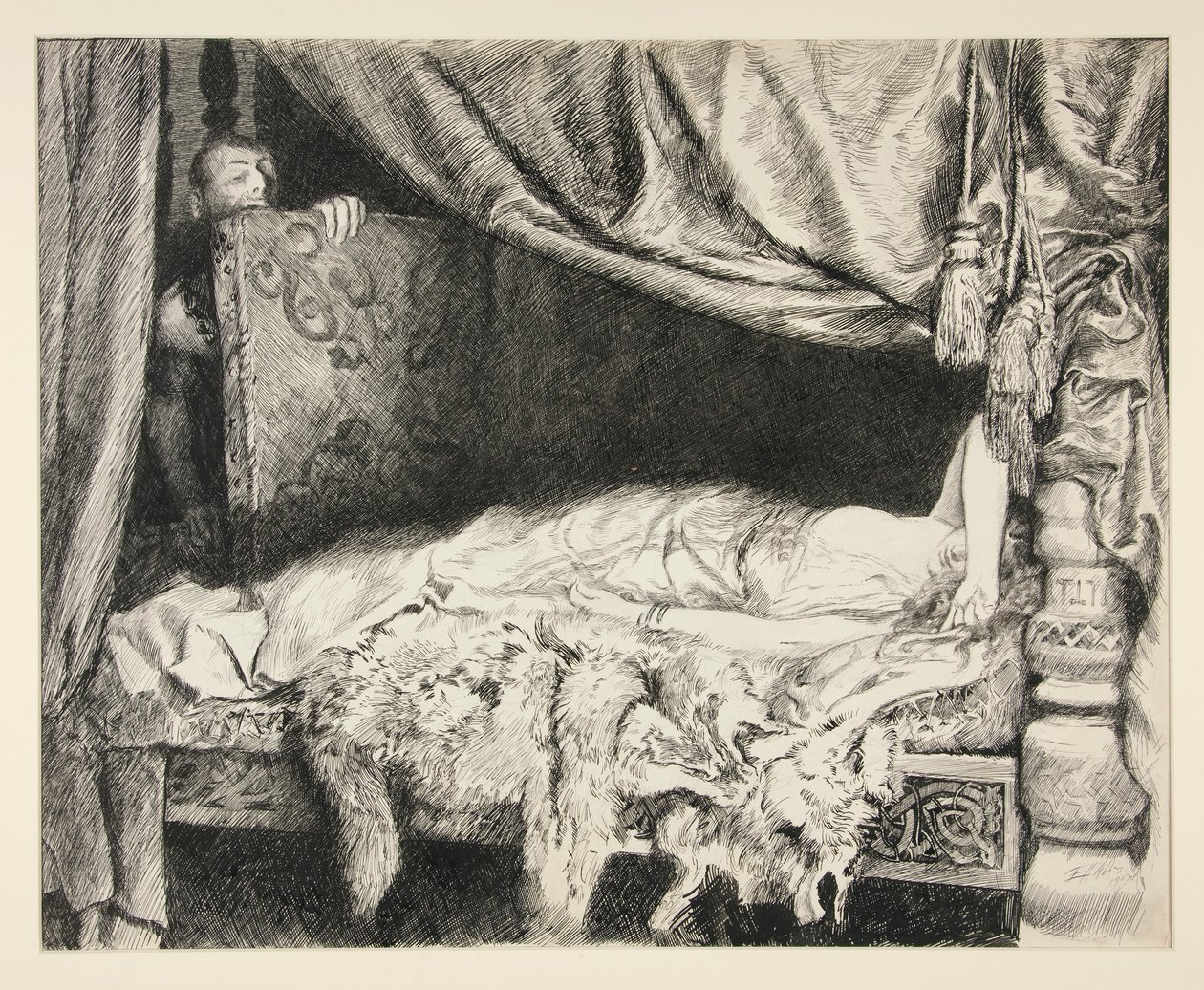 Iachimo Steals from the Trunk - Act II, Scene II, Cymbeline av Edwin Austin Abbey