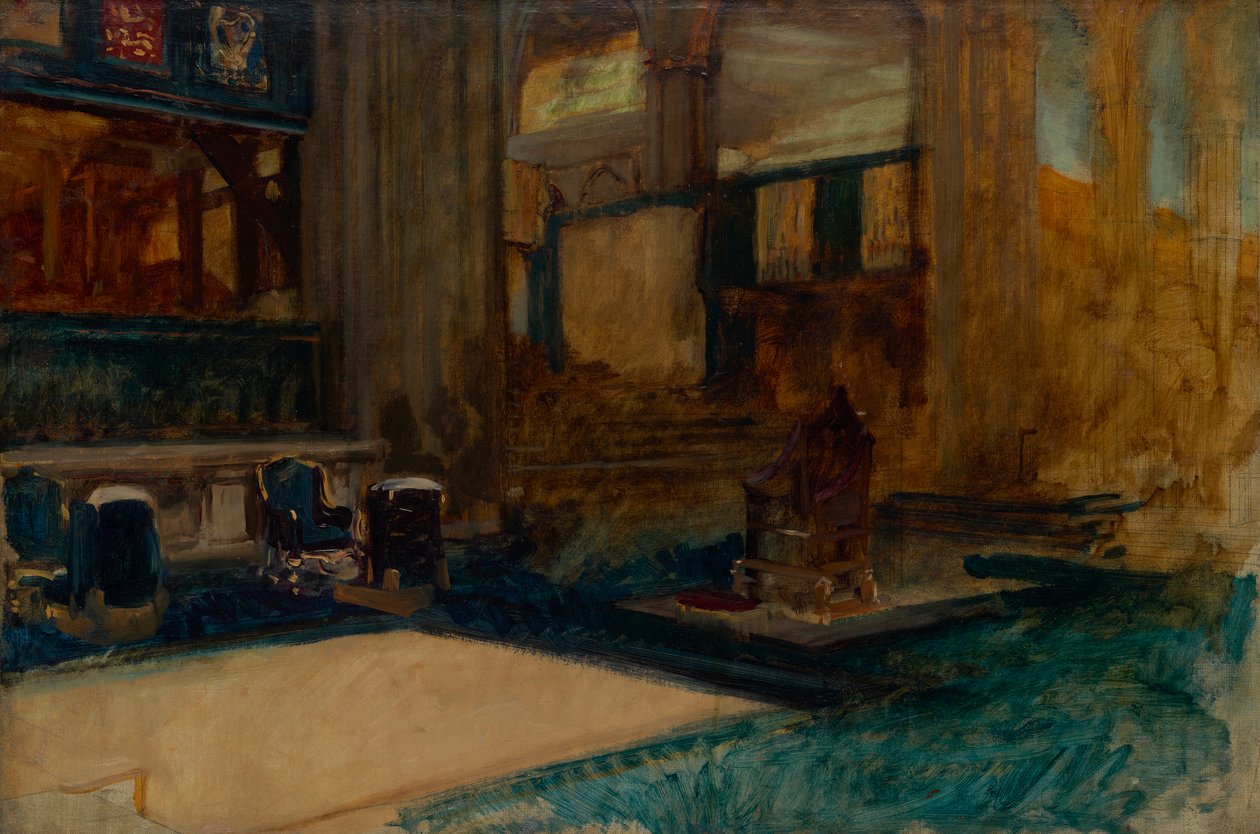 Interiørstudie av Westminster Abbey, for kroningen av kong Edward VII av Edwin Austin Abbey