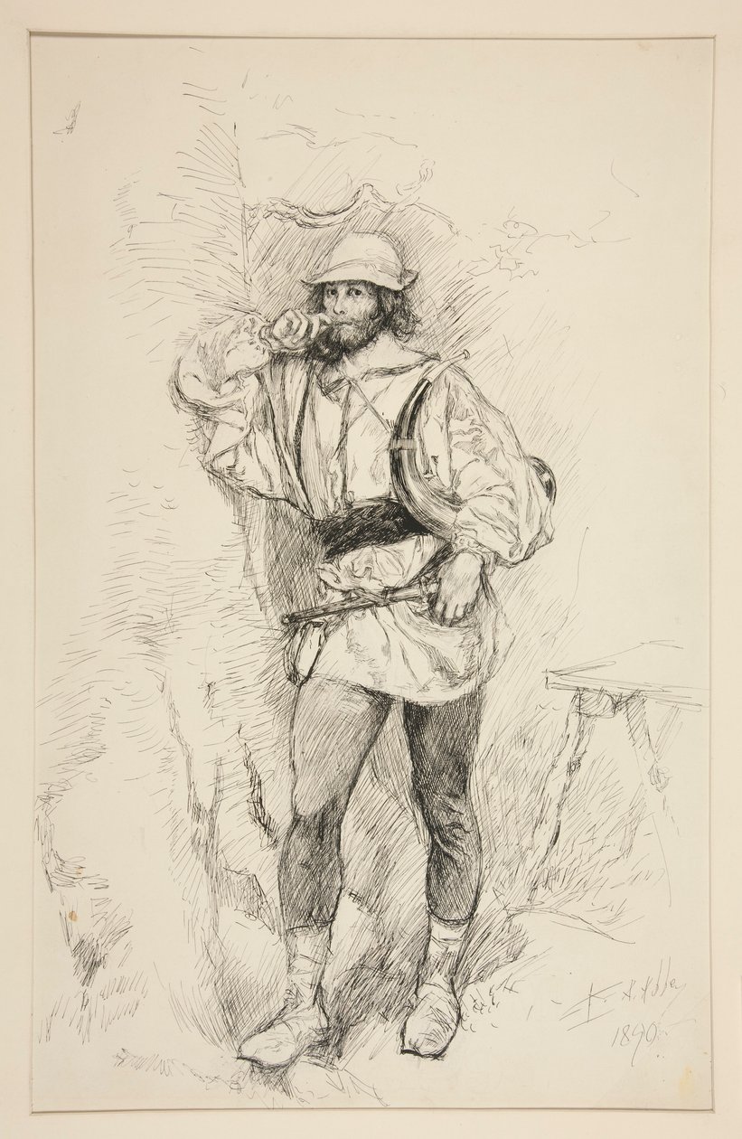 Jacques, illustrasjon for Act II, Scene v, As You Like It av Edwin Austin Abbey