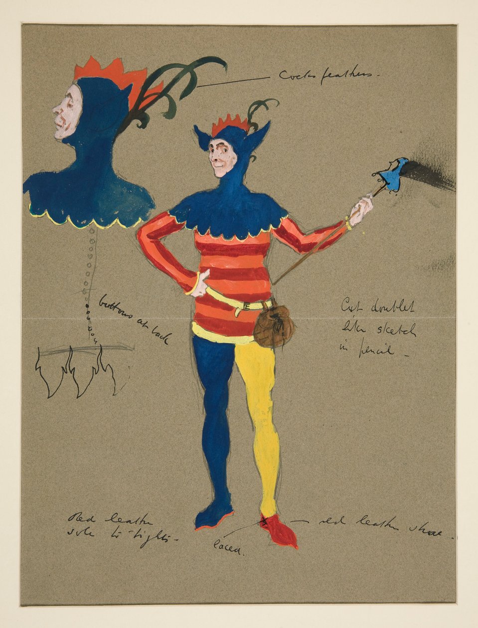 Jester, kostymeskisse for Henry Irving av Edwin Austin Abbey