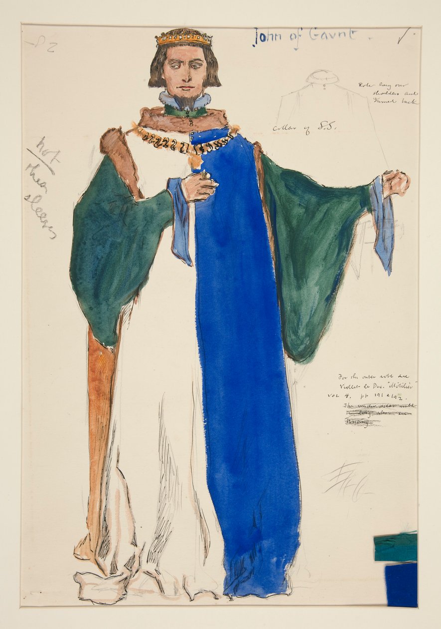 John of Gaunt, kostymeskisse for Henry Irving av Edwin Austin Abbey