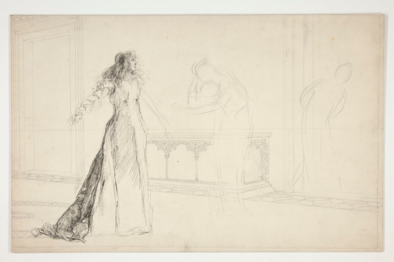 Juliet in hall, fra Romeo og Julie av Edwin Austin Abbey
