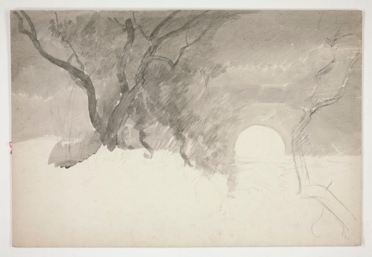 Landskap ved en elvebredd av Edwin Austin Abbey