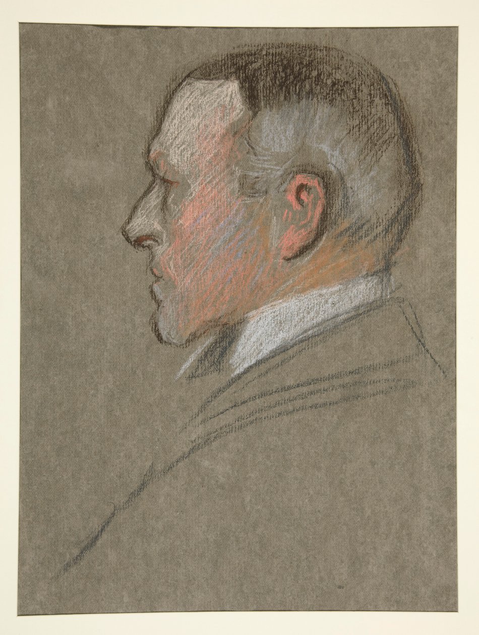 Venstre profil leder av mannen, for Coronation of Edward. VII av Edwin Austin Abbey