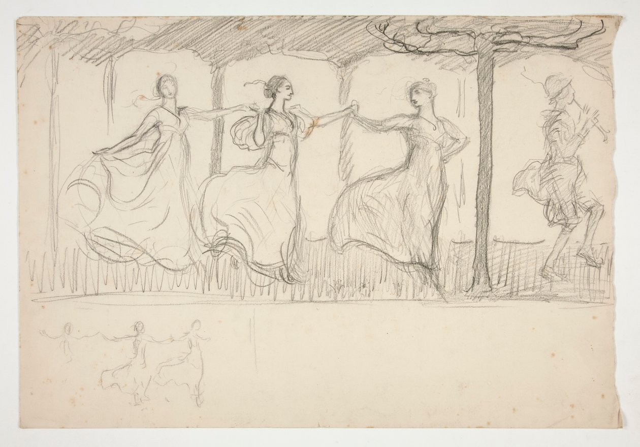 Linje av kvinner som danser - (uidentifisert illustrasjon) av Edwin Austin Abbey