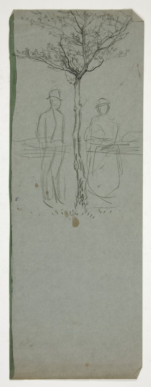 Mann og kvinne under et tre - (uidentifisert illustrasjon) av Edwin Austin Abbey