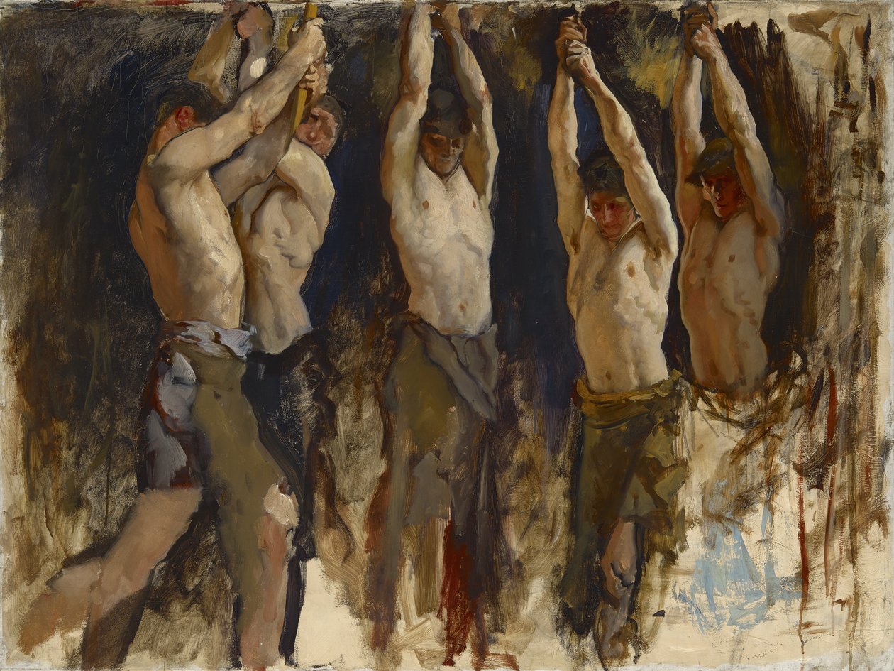 Men at an Amvil, studie for The Spirit of Vulcan, ca. 1904-8 av Edwin Austin Abbey