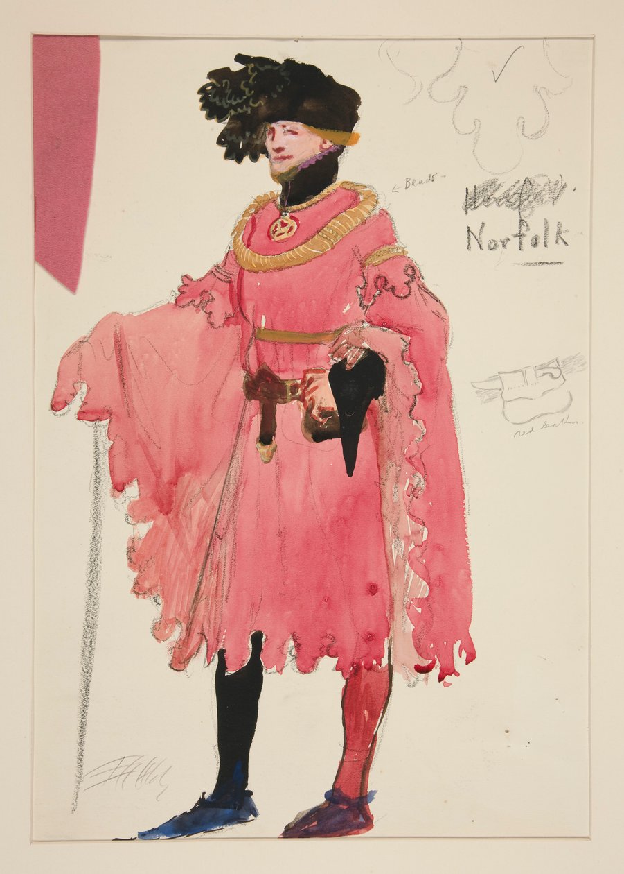 Norfolk, kostymeskisse for Henry Irving av Edwin Austin Abbey