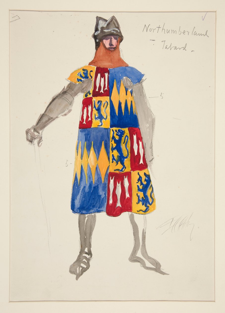 Northumberland - Tabard, kostymeskisse for Henry Irving av Edwin Austin Abbey