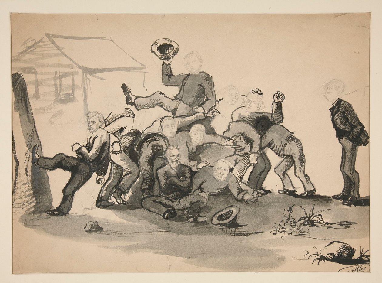 Haug av menn: karikatur av av Edwin Austin Abbey
