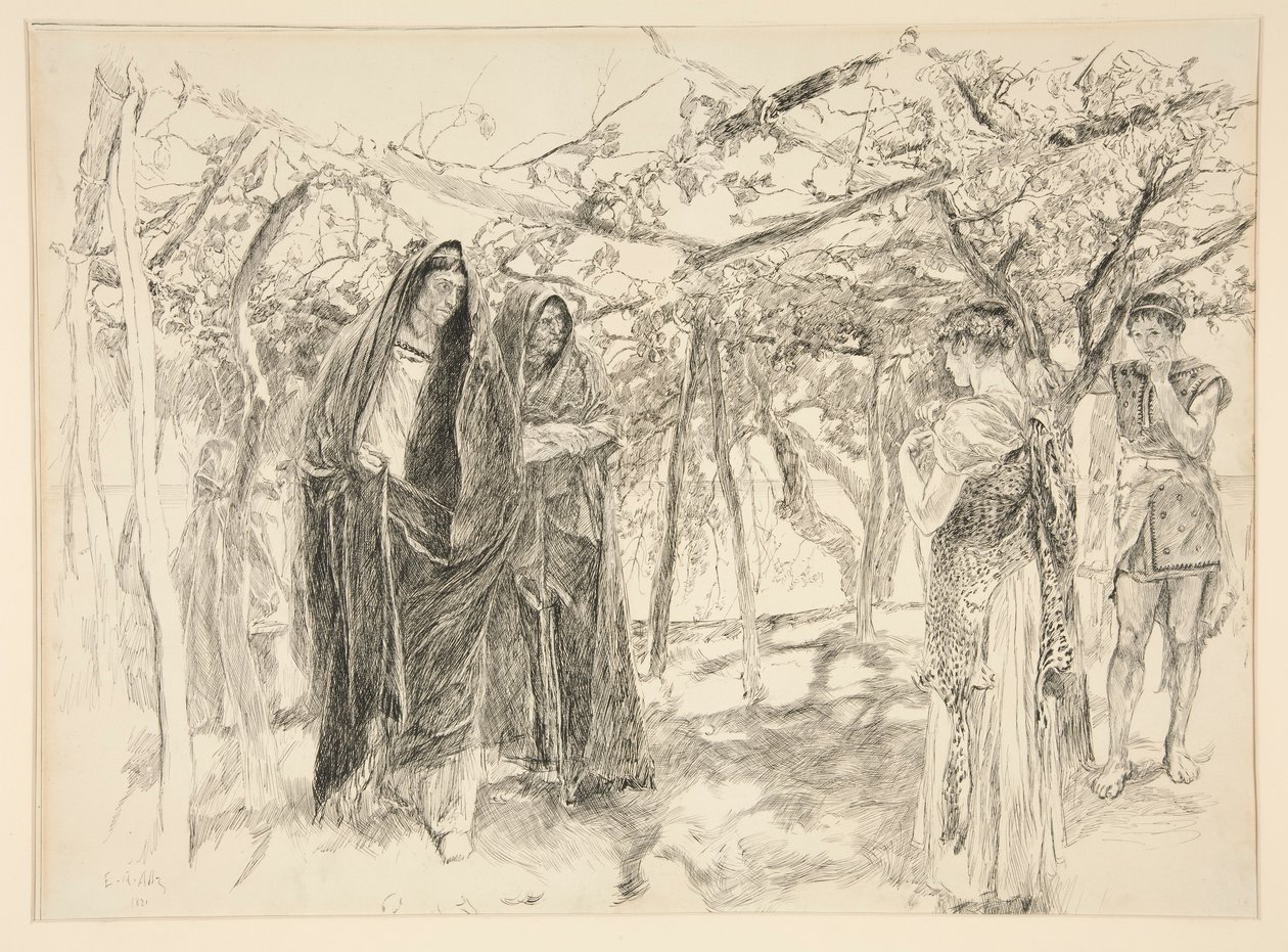 Polixenes og Perdita - akt IV, Scene III, Vinteren av Edwin Austin Abbey