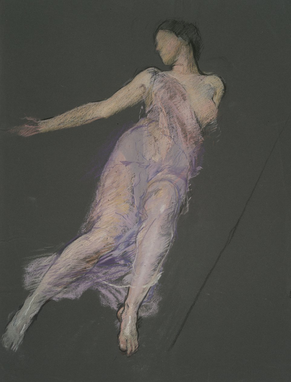 Muligens en studie for figur på 17:00 for av Edwin Austin Abbey