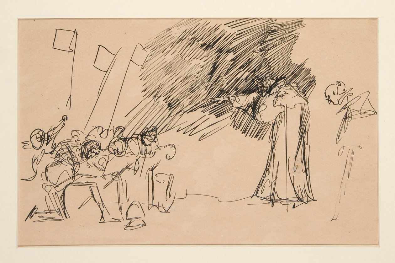 Foreløpig skisse for akt II, scene I, alle av Edwin Austin Abbey