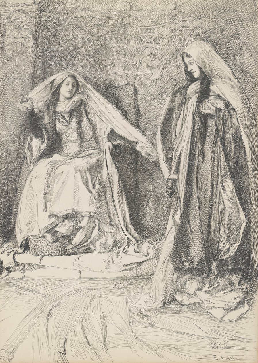 Rebecca og Rowena, illustrasjon for Ivanhoe av Edwin Austin Abbey