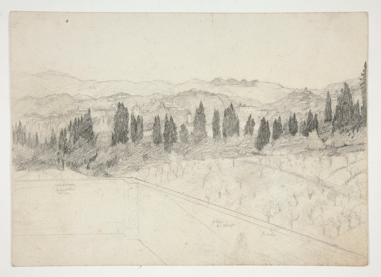 Romersk(?) landskap sett fra balkong (recto); Havbilde (verso) av Edwin Austin Abbey