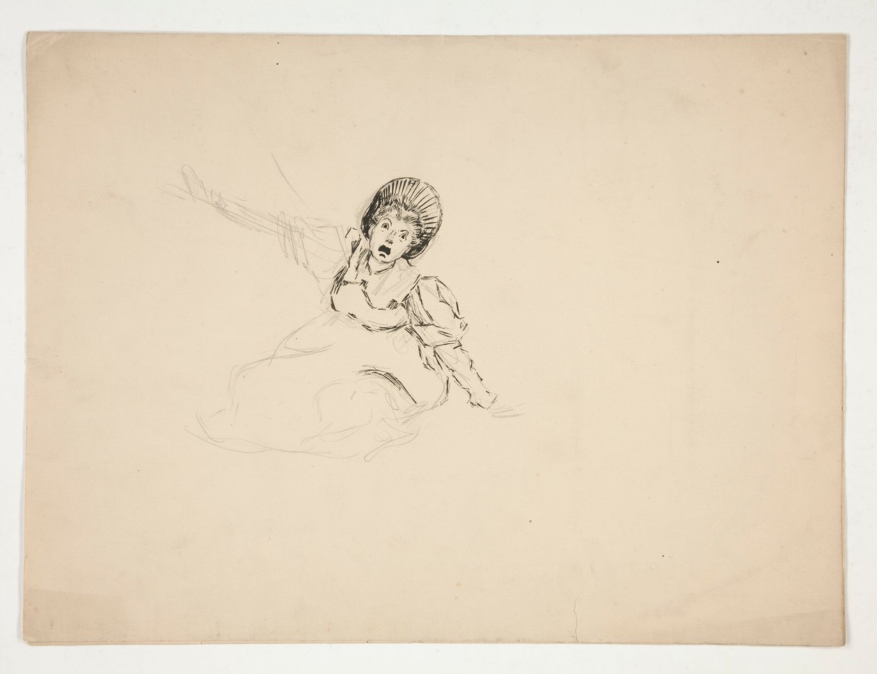 Screaming woman (studie for .3439), skisse for The Lay of the Lobster av Edwin Austin Abbey
