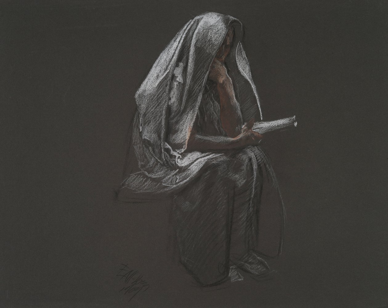Sittende figur for av Edwin Austin Abbey