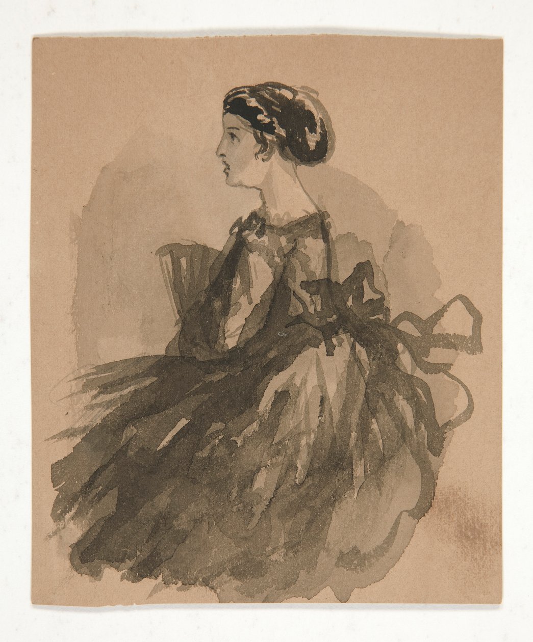 Sittende kvinner (recto); Fem skisser av hoder (verso) av Edwin Austin Abbey