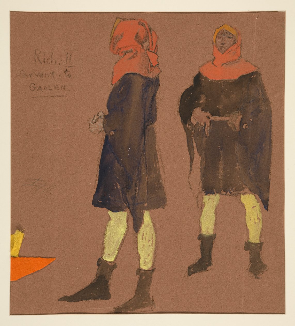Sewart til Gaoler, kostymeskisse for kong Richard II av Edwin Austin Abbey