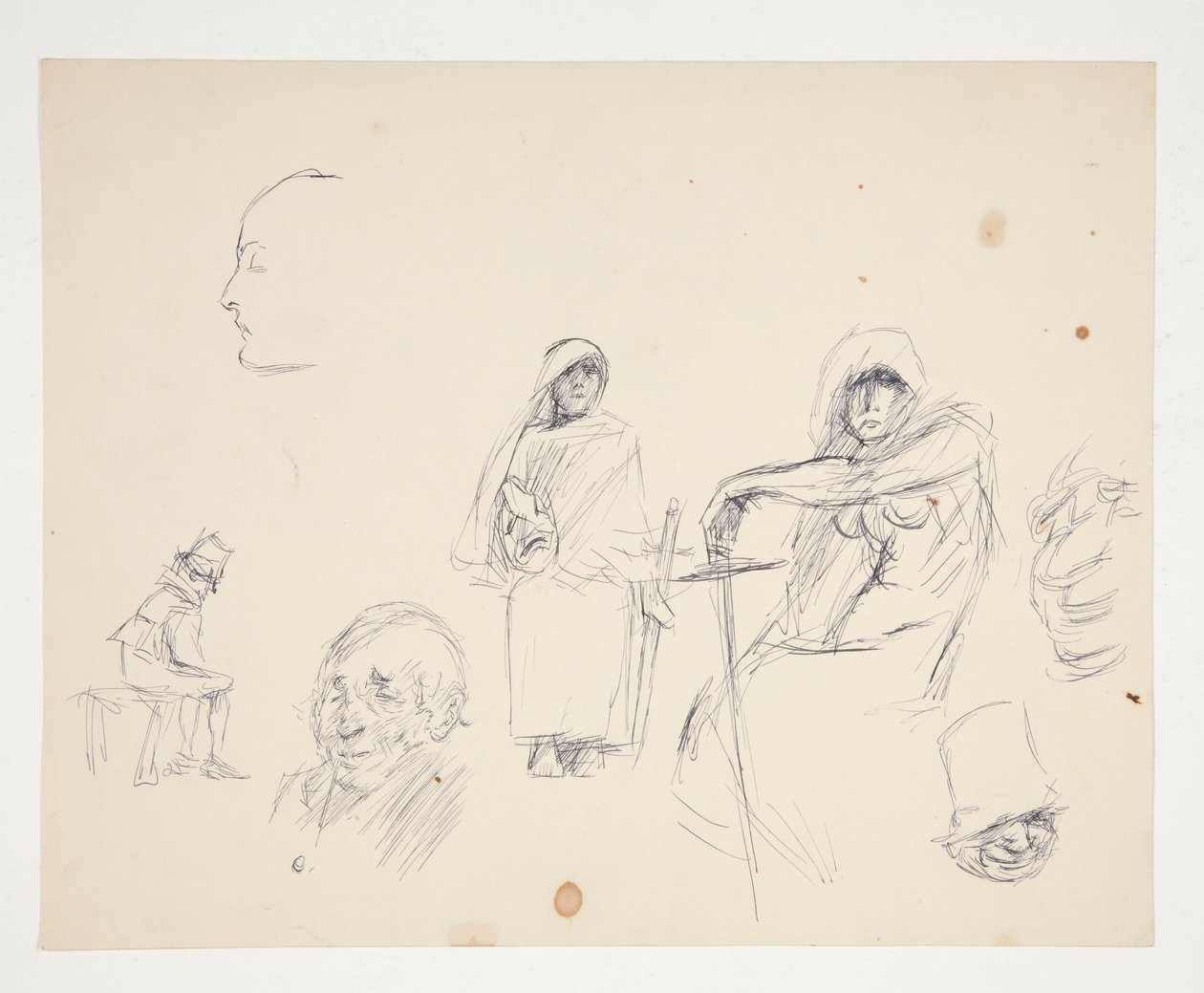 Ark med figurstudier av Edwin Austin Abbey