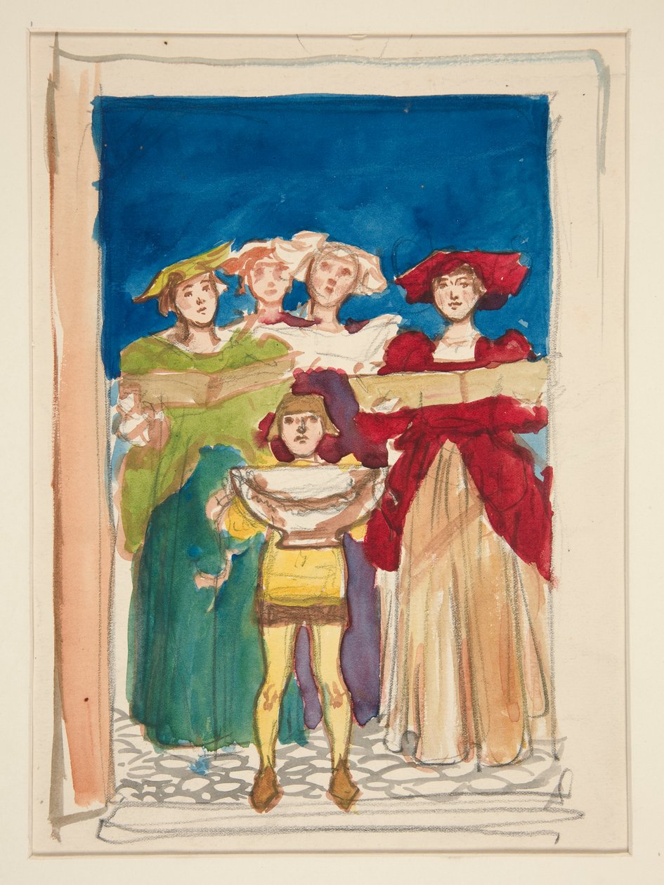 Skisse til julekort av Edwin Austin Abbey